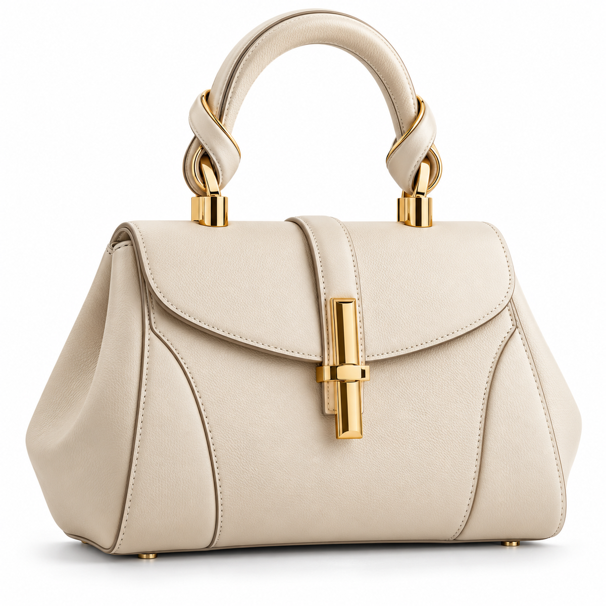 Luminance Minimalist Top Handle Handbag – Ivory Gold Edition